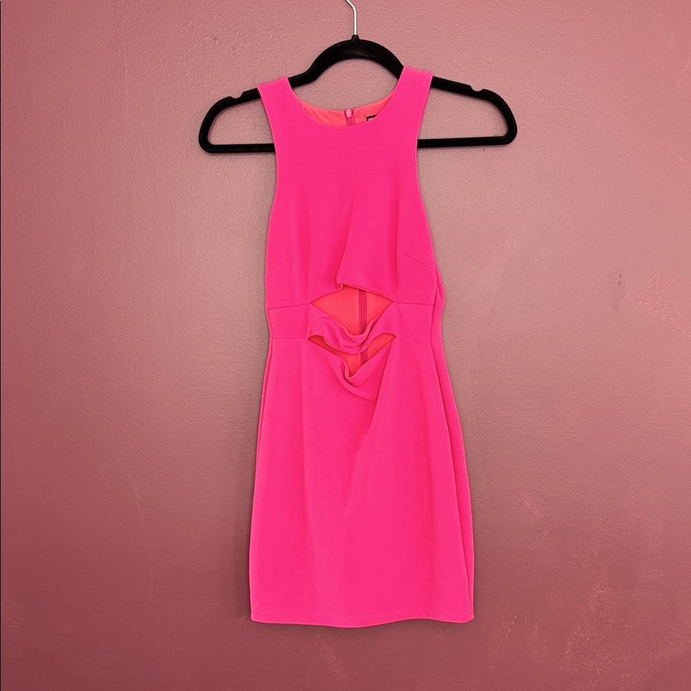 Pink Sleeveless Bodycon Cutout Mini Dress